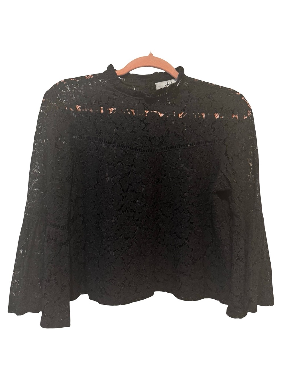 Jack by BB Dakota Black Lace Bell-Sleeve Blouse